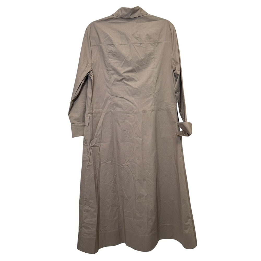 COS Cotton Utility Midi Shirt Dress 8 Khaki Long Sleeve Flap Pockets Minimalist - Picture 2 of 8